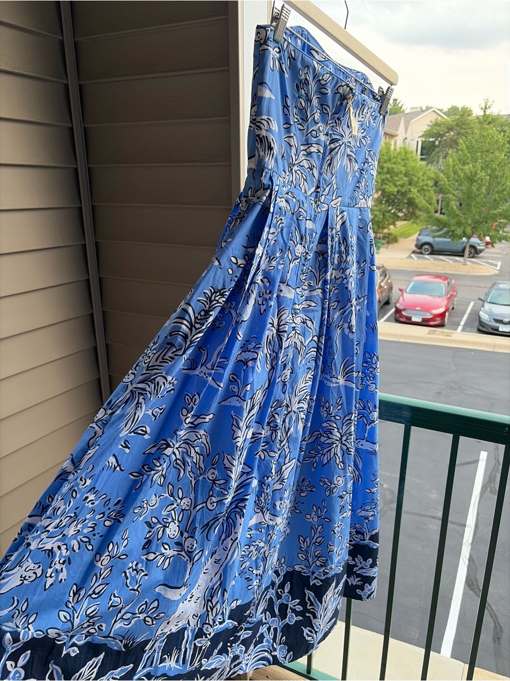 🆕 🌿🦋Lilly Pulitzer Kenni Midi Dress Size 0 Sunwashed Blue Tall Tales Strapless - Picture 7 of 17